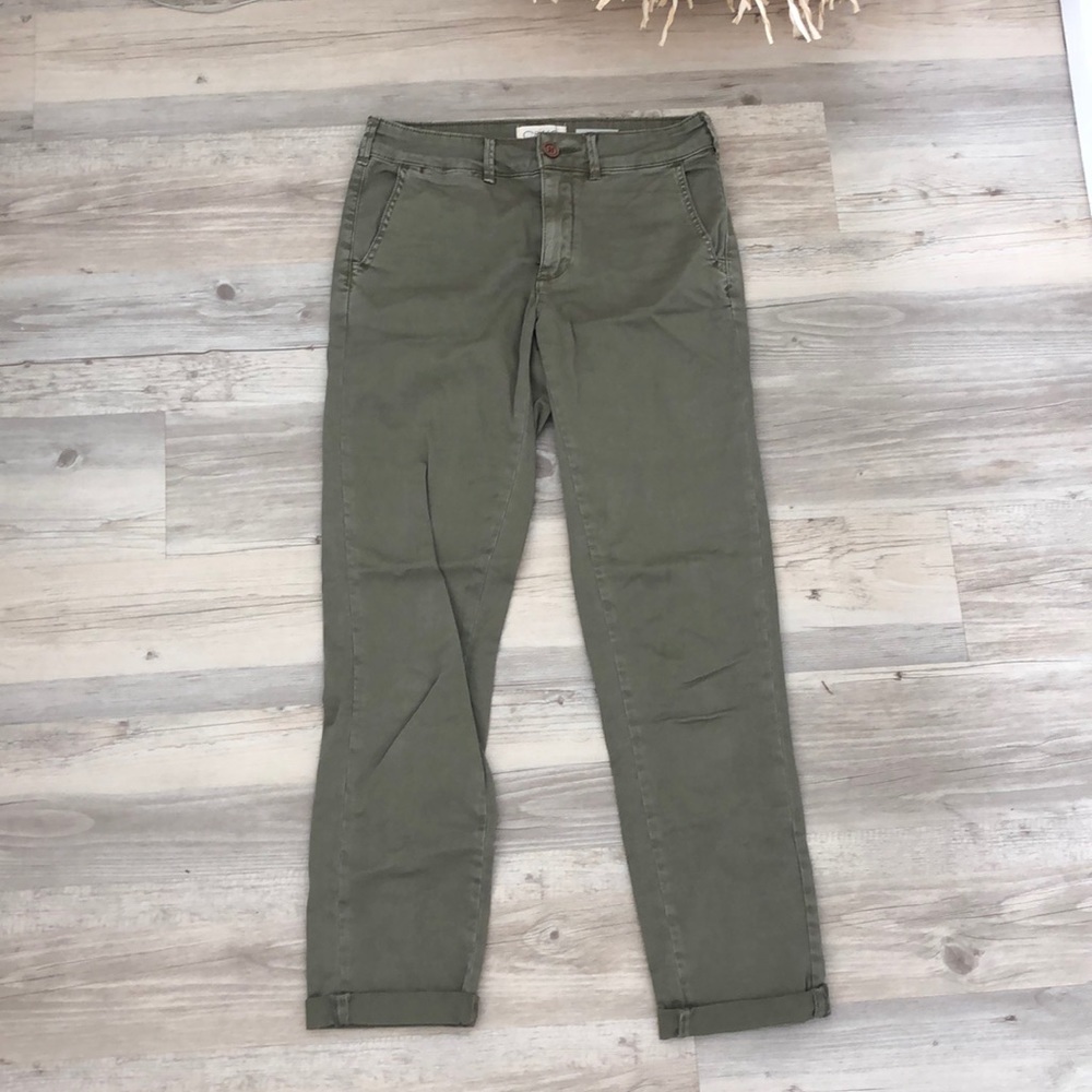 Anthropology chino relaxed olive green crops